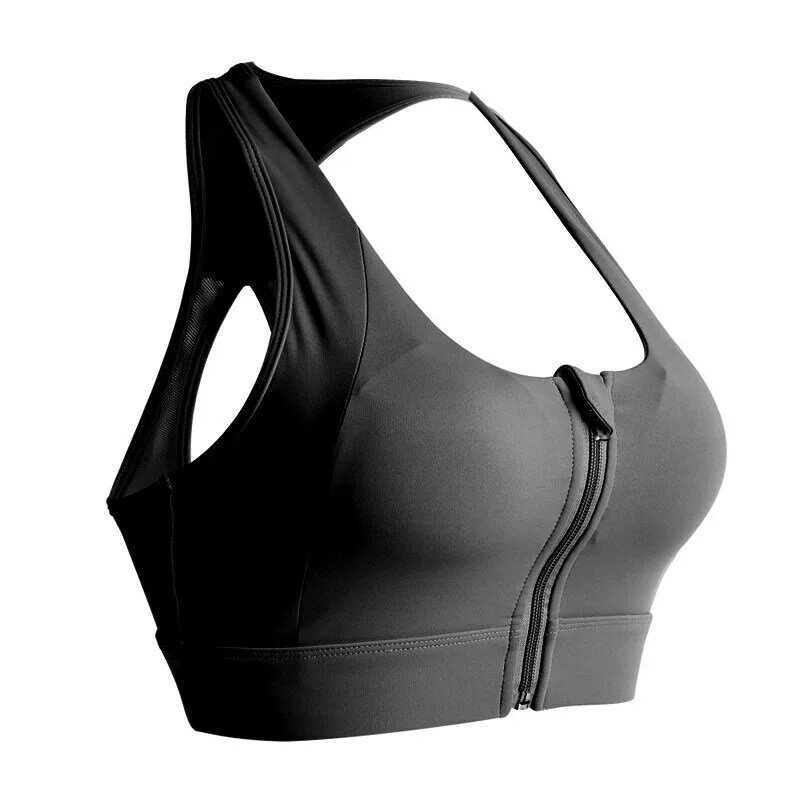 Front Zip Sports Bra for Women Gym Plus Size Cross Back Tops Shockproof Push Up Seamless Yoga Top Brassiere Sport Femme Workout