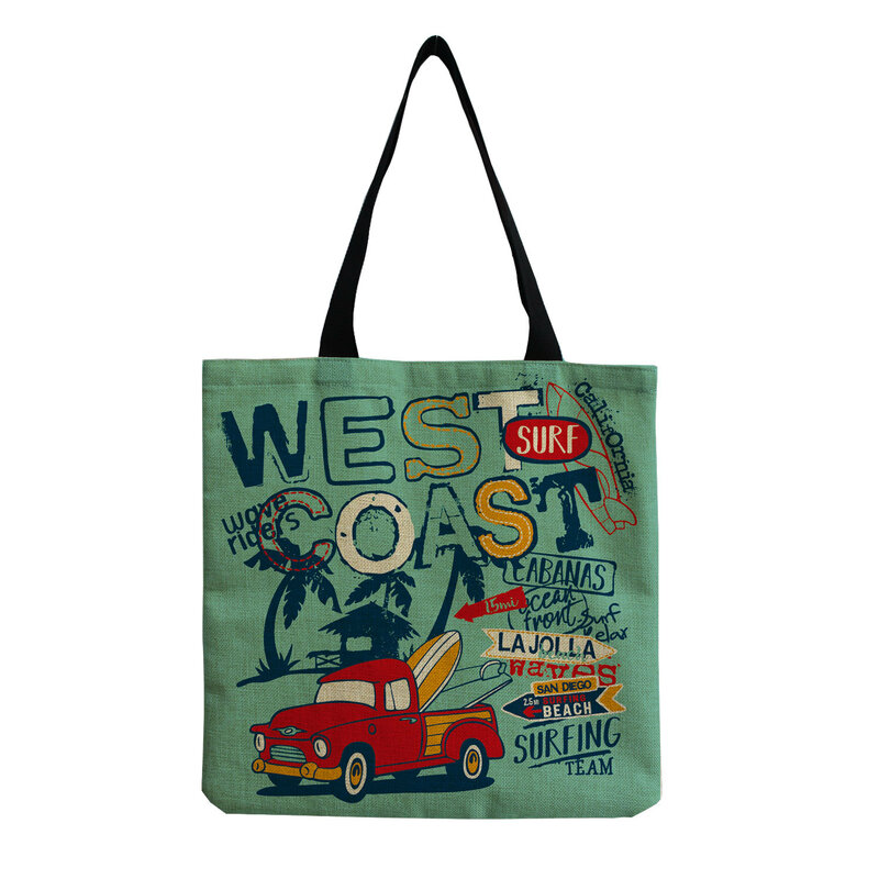YUECIMIE Cartoon nadrukiem w samochody Retro Classic torebka damska na ramię kobiet rozrywka torebka na zewnątrz torba na plażę kobiet torba na ramię na zakupy