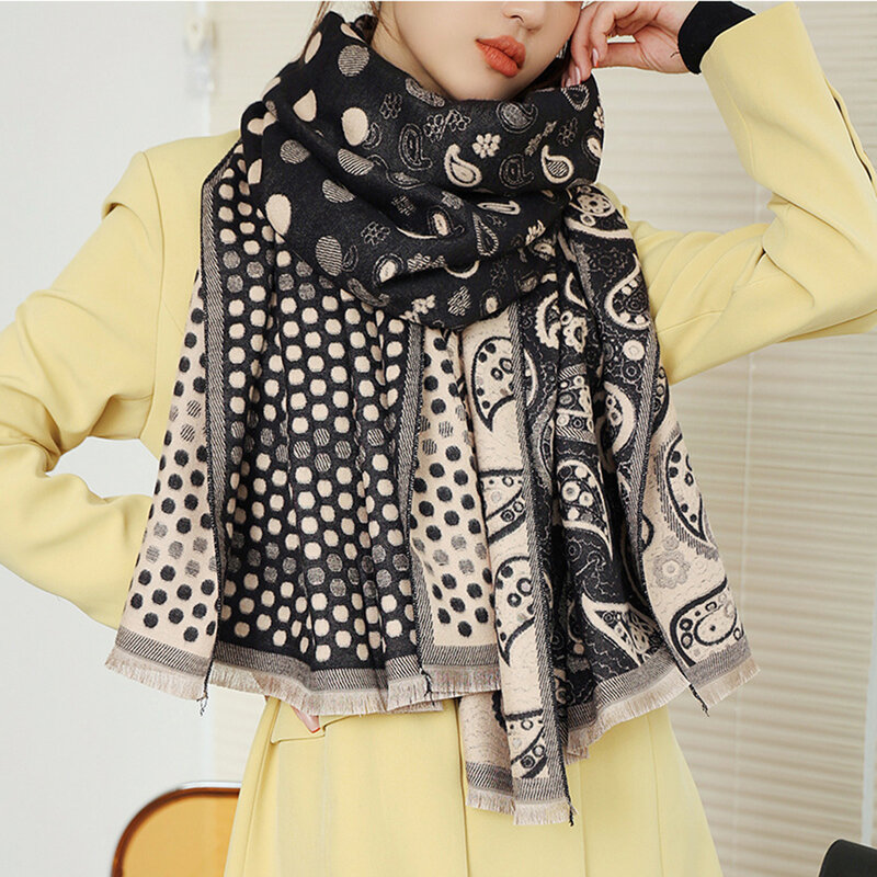 Imitate Cashmere Long Scarf Women Fashion Boho Bohemian Paisley Dot Shawl Winter Stole Hijab 185*65cm