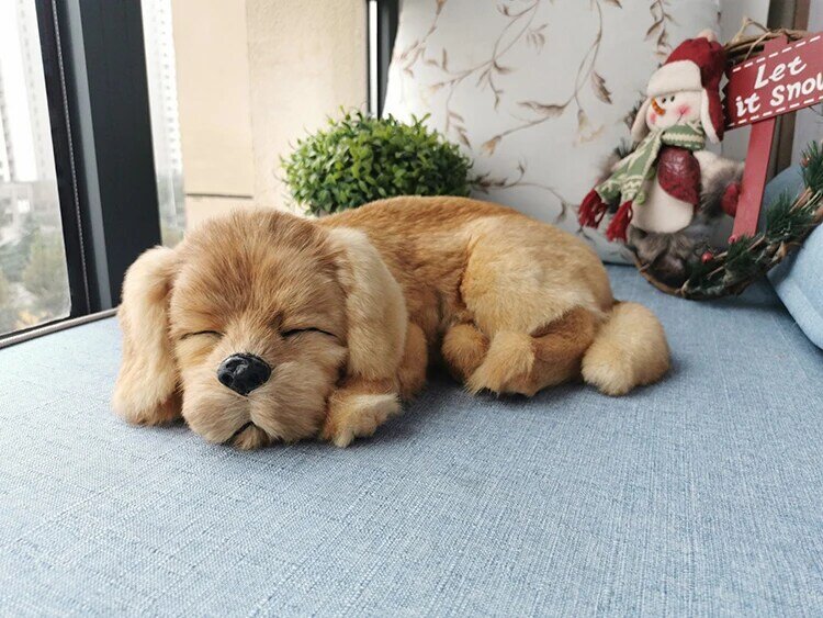 Simulated Cute Sleeping Dog Home Car Desktop Photography Props Decor Toy Gift Stuffed Animal Doll Kids Shop Decoration gifts