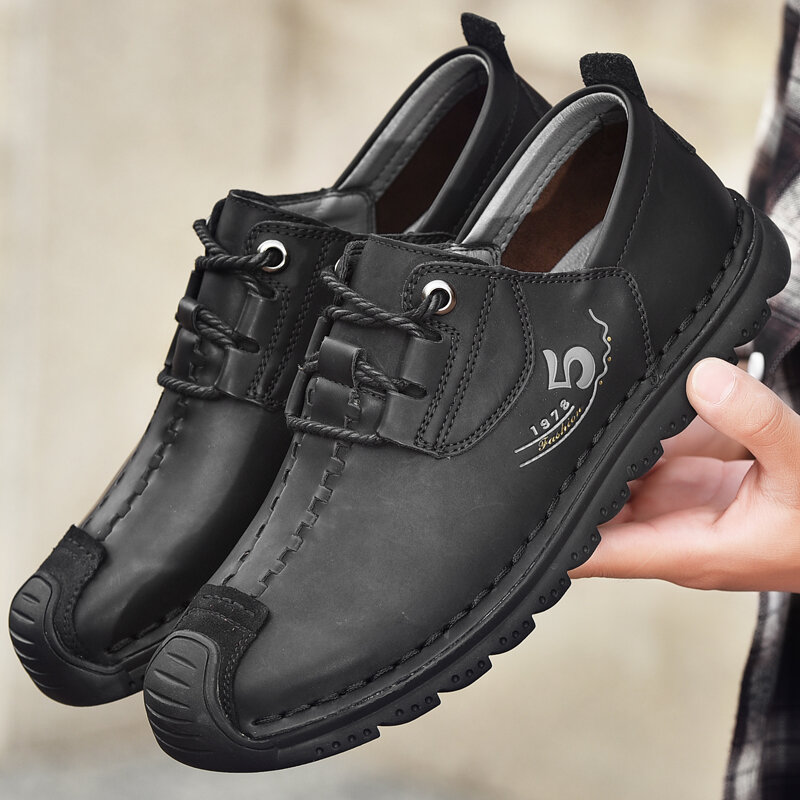 2022 neue Männer der Weichen Leder Casual Schuhe Mode Fahren Schuhe Klassische Lace-Up Wohnungen Bequeme Halbschuhe Mokassins Große größe 48