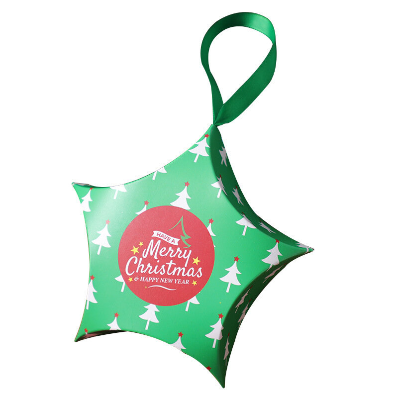 5 pçs forma de estrela feliz natal caixas de doces sacos natal papai noel caixa de presente para casa ano novo natal decoração crianças presentes