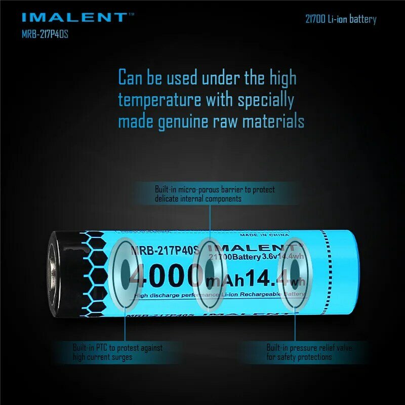 Batteria ricaricabile agli ioni di litio IMALENT 3.6V 100% nuovi accumulatori originali batterie al litio 4000mAH 21700 per MS06 MS08 R60C RS50