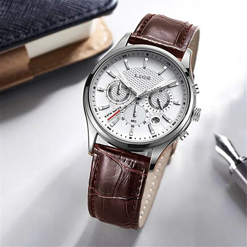 2022 nuovi orologi da uomo moda Sport orologio al quarzo LIGE orologi da uomo marca di lusso in pelle Business orologio impermeabile Relogio Masculino