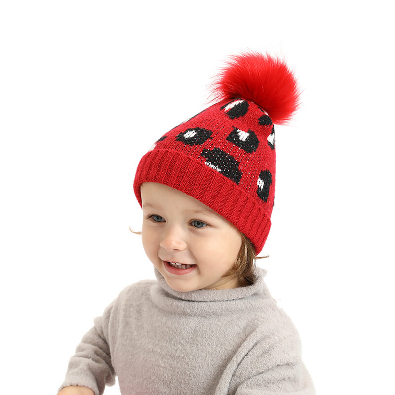 Мягкие приятные для кожи теплые вязаные шапки для малышей модные шапки с леопардовым принтом детские головные уборы аксессуары для волос у...