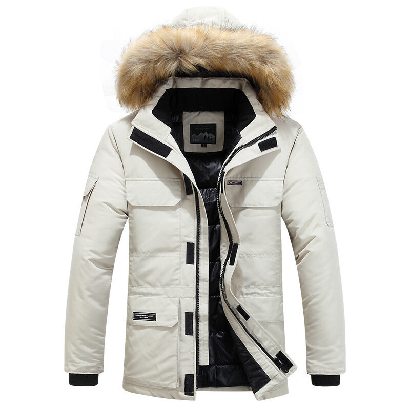プラスサイズ冬のジャケットの男性ウインドブレーカー厚い暖かいフェイクファーの襟メンズパーカーマルチポケット屋外chaquetas hombre M-6XL