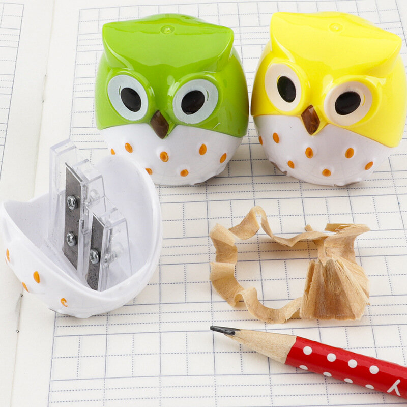 Sacapuntas Kawaii automático de búho, Sacapuntas de plástico, regalos creativos de papelería para útiles escolares para niños y estudiantes