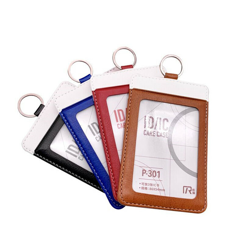 بولي Leather جلدية ID شارة حمل البطائق مع الحبل العمل حافظة بطاقة الاسم بطاقة بنك ائتمانية حامل غطاء اللوازم المكتبية
