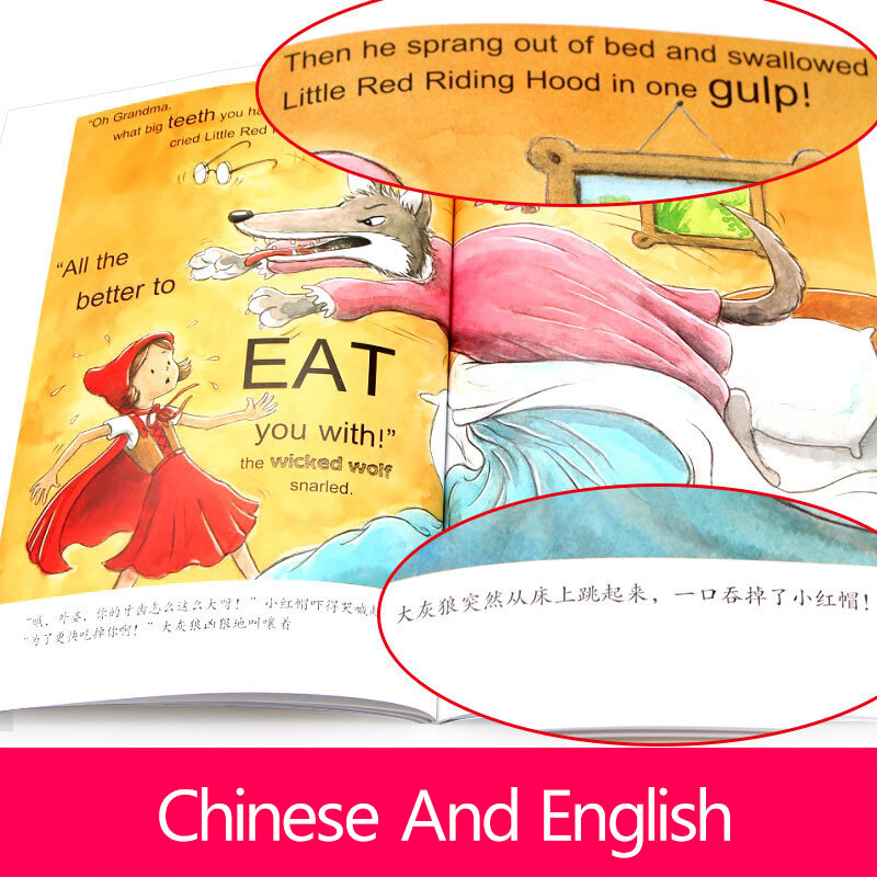 8 pz/set libro di storia inglese e cinese per bambini 6-12 anni libri di fiabe cinesi In inglese