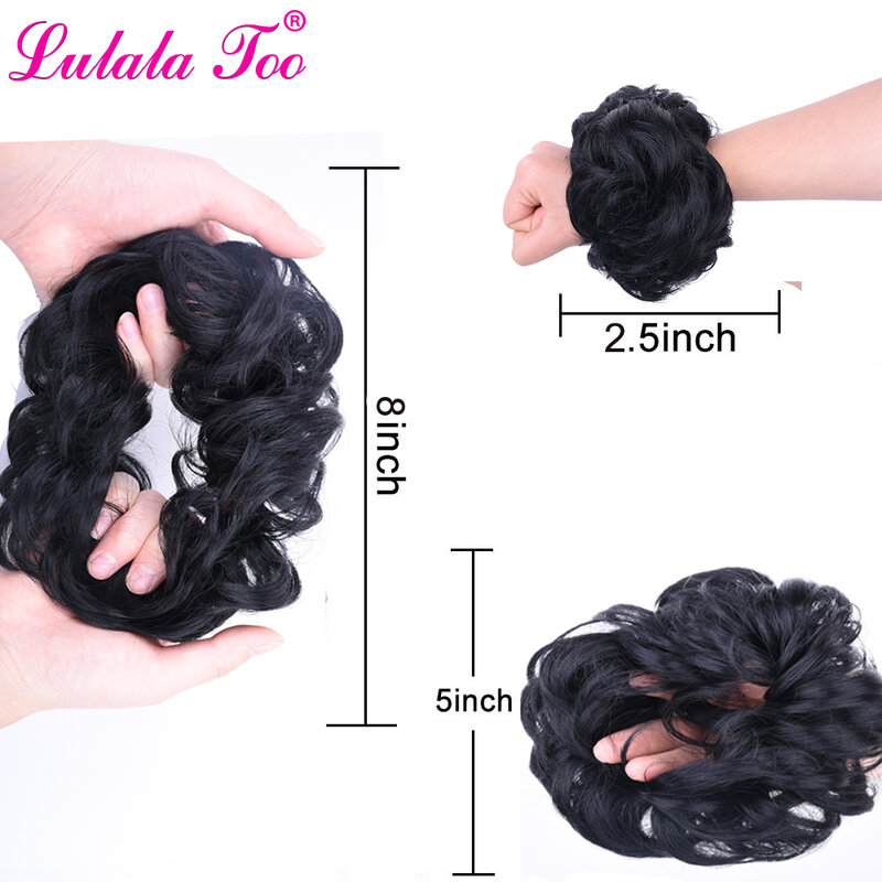 Synthetic Curly Messy Bun Hair Scrunchies Elastic Hair Rope Rubber Band Chignons Ponytail Wedding Hair Piece For Women And Kids