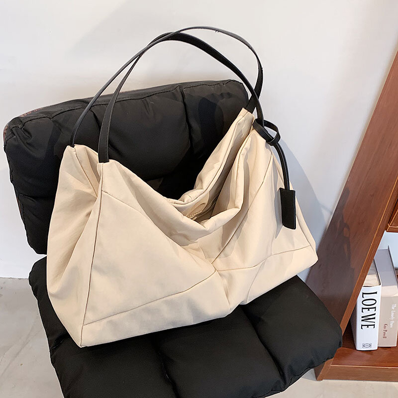 2021 winter new large-capacity canvas stitching ladies shoulder bag fashion leisure travel ladies handbag shopping bag