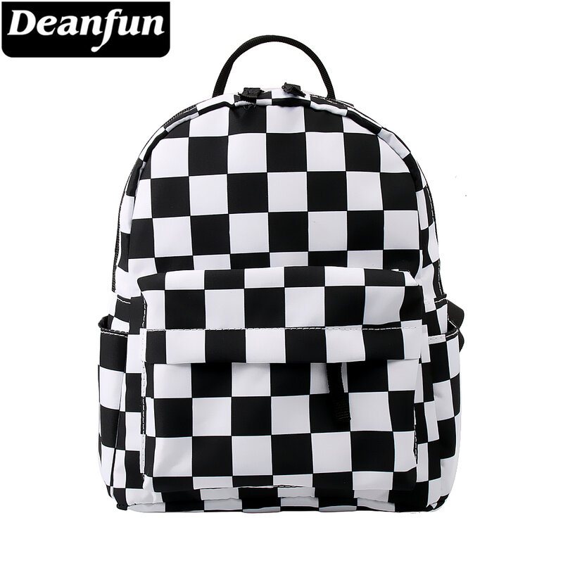 Deanfun, mini mochila com estampa 3d, clássica, preta e branca, mochila impermeável, bolsa de ombro feminina para adolescentes