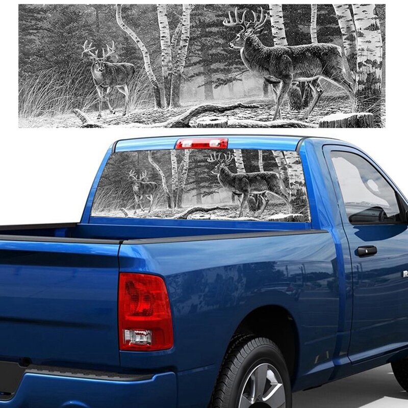 Elk نمط لشاحنة جيب Suv بيك اب ثلاثية الأبعاد الزجاج الأمامي الخلفي ملصق لاصق لامع ورائع لصائق زجاج النافذة الخلفية ملصق 168x74 سنتيمتر