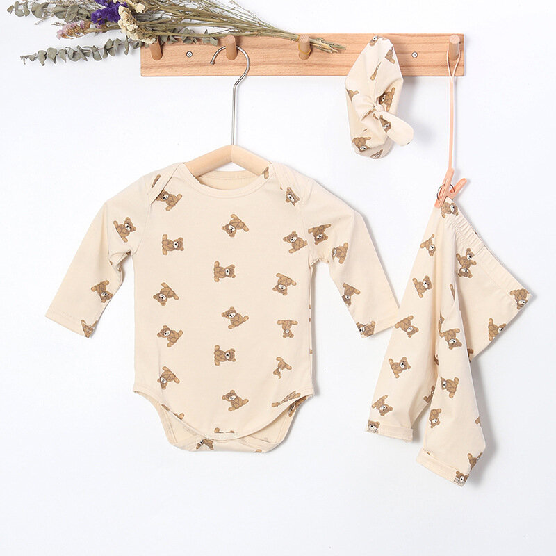 Conjunto de ropa para bebé recién nacido de 0 a 24 meses, mono estampado de manga larga, pelele, Top y pantalón, traje de 2 piezas, conjunto de ropa para bebé