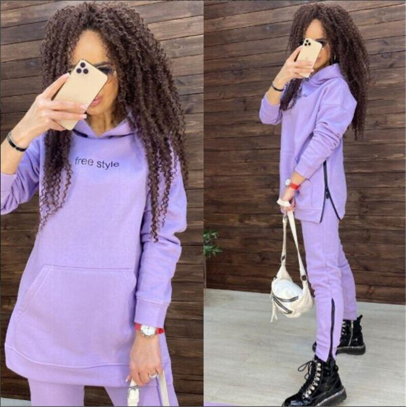 Winter Two Pieces Tracksuit Women's Warm Oversized Sweatshirt Hoodies Chandal Ropa De Mujer Sports Jogging Suits Female Sets
