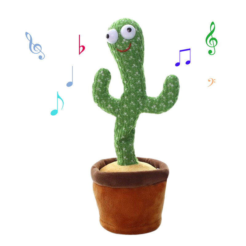 Cactus de peluche eléctrico, juguete de planta de peluche sin batería, para Educación Temprana, baile con el ritmo