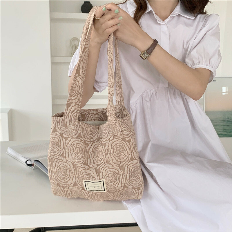 Sacos de compras de pano de jacquard simples bolsas femininas bolsa de compras bolsa de compras saco de compras