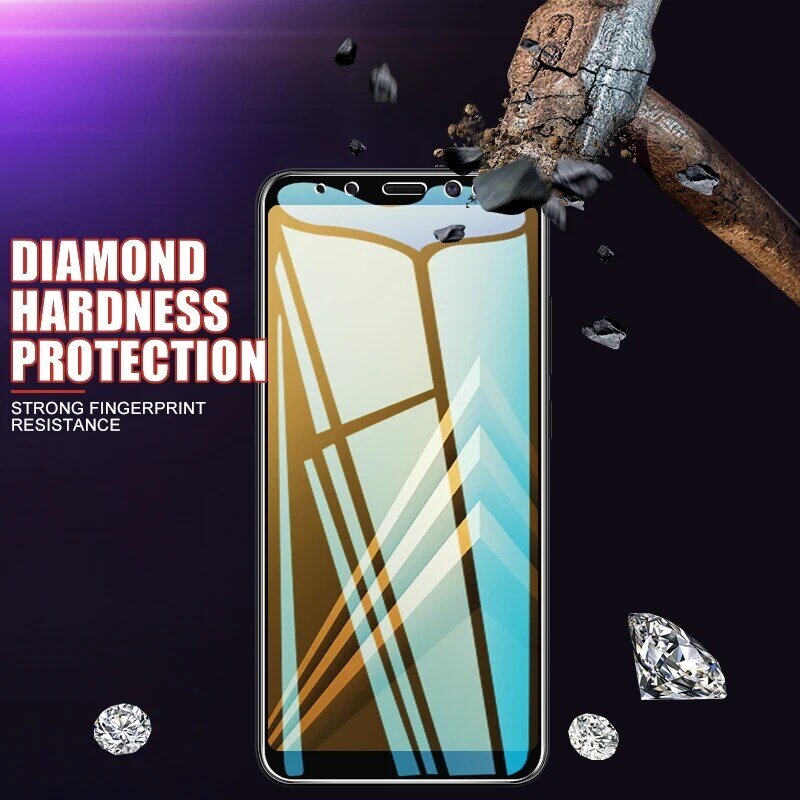 Vetro protettivo temperato 3 pezzi per Samsung Galaxy A6 A8 J4 J6 Plus 2018 pellicola proteggi schermo Samsung A5 A7 A9 2018 pellicola vetro