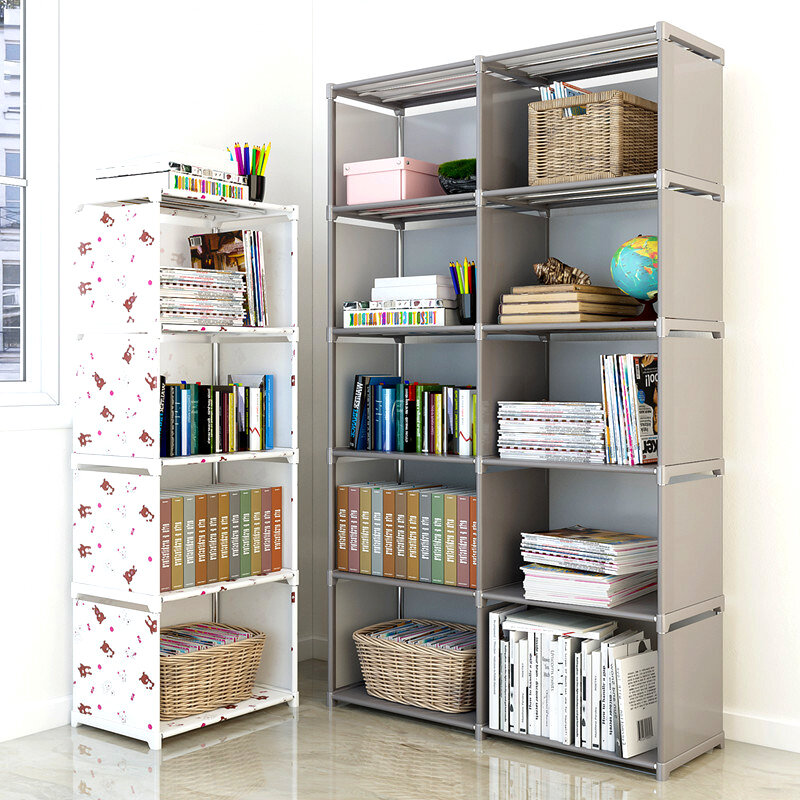 Prateleira de livros de montar, não-tecido, estante de armazenamento de tecido removível, suporte de livro, estante, organizador de móveis, prateleira para casa