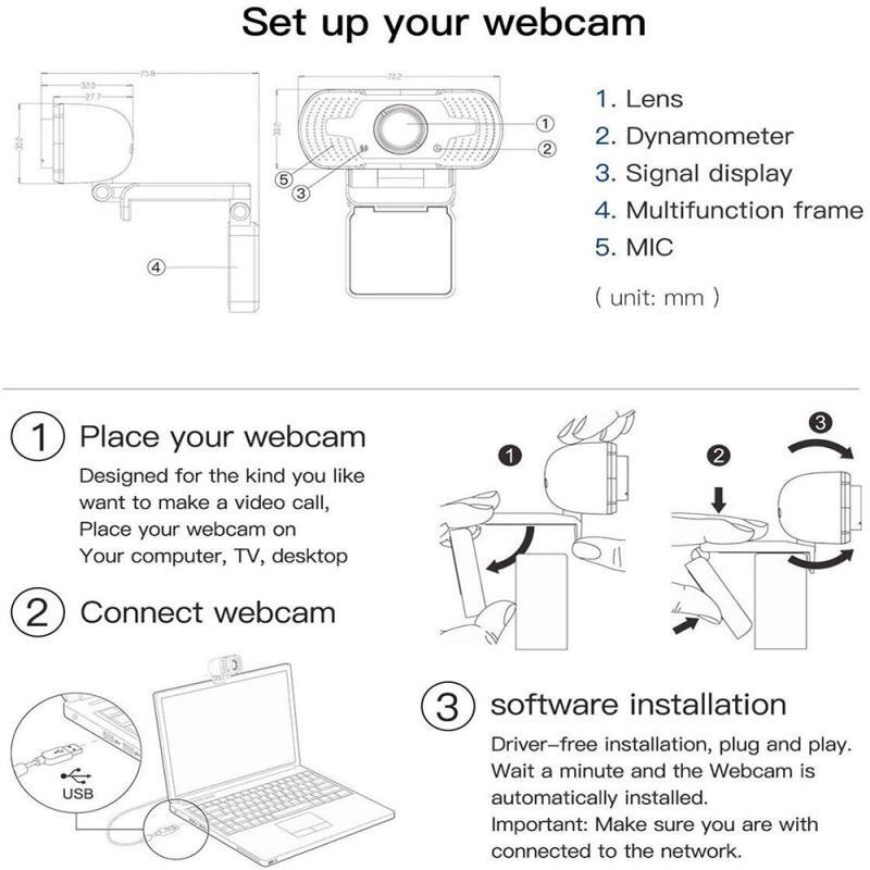 W8 completa hd 1080p webcam usb2.0 pc computador câmera com microfone hd vídeo webcam para transmissão ao vivo vídeo chamando reunião de trabalho