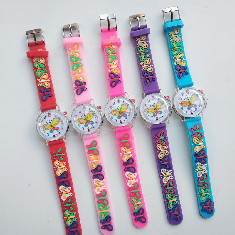 Детские часы с большим циферблатом с бабочкой, цветной светильник, электронные детские часы для девочек, вечерние часы на день рождения, под...