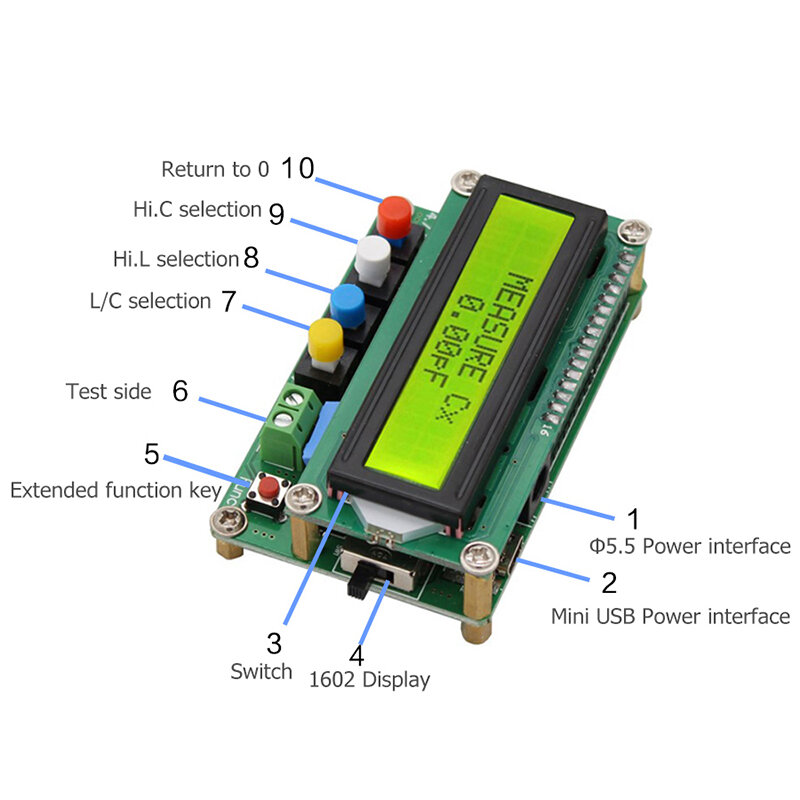 Lc100- Digital LCD alta precisione induttanza misuratore di capacità misuratore condensatore Tester frequenza 1Pf-100Mf alta precisione