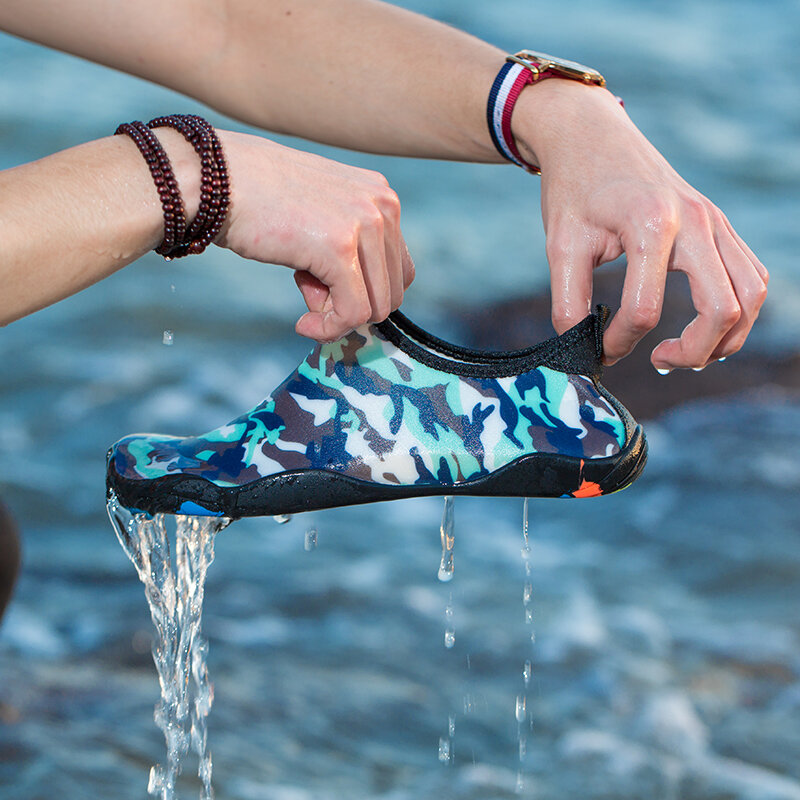 Zapatos de camuflaje azul para mujer, zapatillas transpirables para Yoga, natación, pesca, agua arriba, playa, talla grande