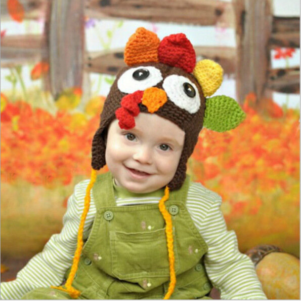 추수 감사절 니트 터키 모자 유아 아기 재미 있는 모자 머리띠 터키 니트 어린이 선물 비니 모자 의류 액세서리