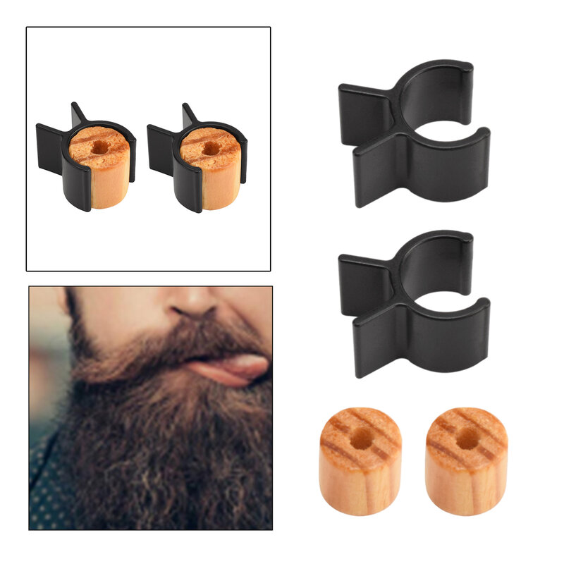 Roda de treino de bigode portátil masculina, aparador de barba com cabo de madeira estiloso