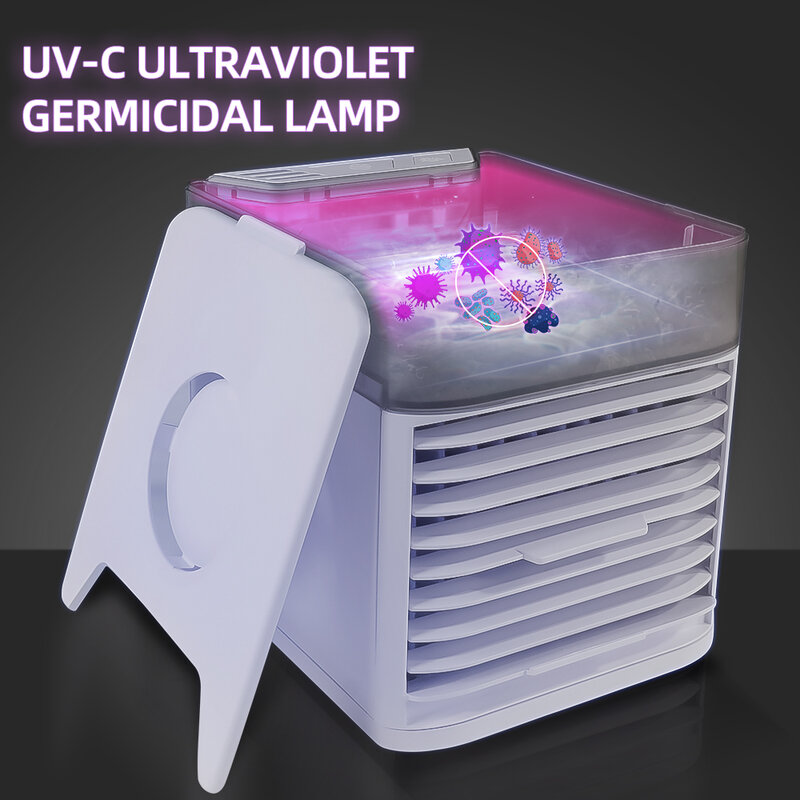 เครื่องปรับอากาศแบบพกพา USB Desktop Air Conditioner พัดลมหลอด UV ฆ่าเชื้อโรคในครัวเรือน Multifunctional Humidifier เครื่องฟอกอ...