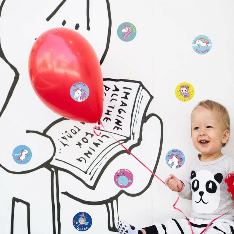 Stiker Hadiah untuk Anak-anak Putri Duyung Unicorn Hewan Pola Lucu 100-1000 Buah 1 Inci 8 Desain Perlengkapan Sekolah Guru Stiker Anak