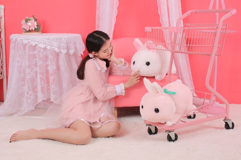 1 pc 45CM Kawaii 귀여운 화이트 핑크 토끼 동물 토끼 박제 인형 장난감 아기 소녀 생일 크리스마스 선물 룸 장식