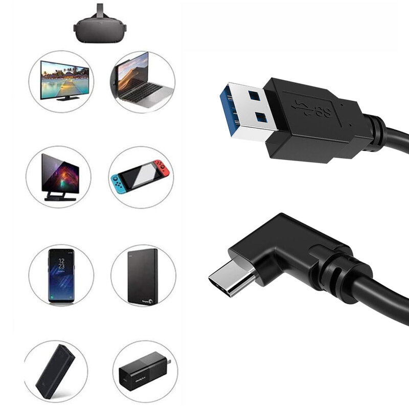 Cable de transferencia de datos de alta velocidad, Cable de carga USB tipo C de 16 pies para auriculares Oculus Quest 2 VR, para juegos y PC