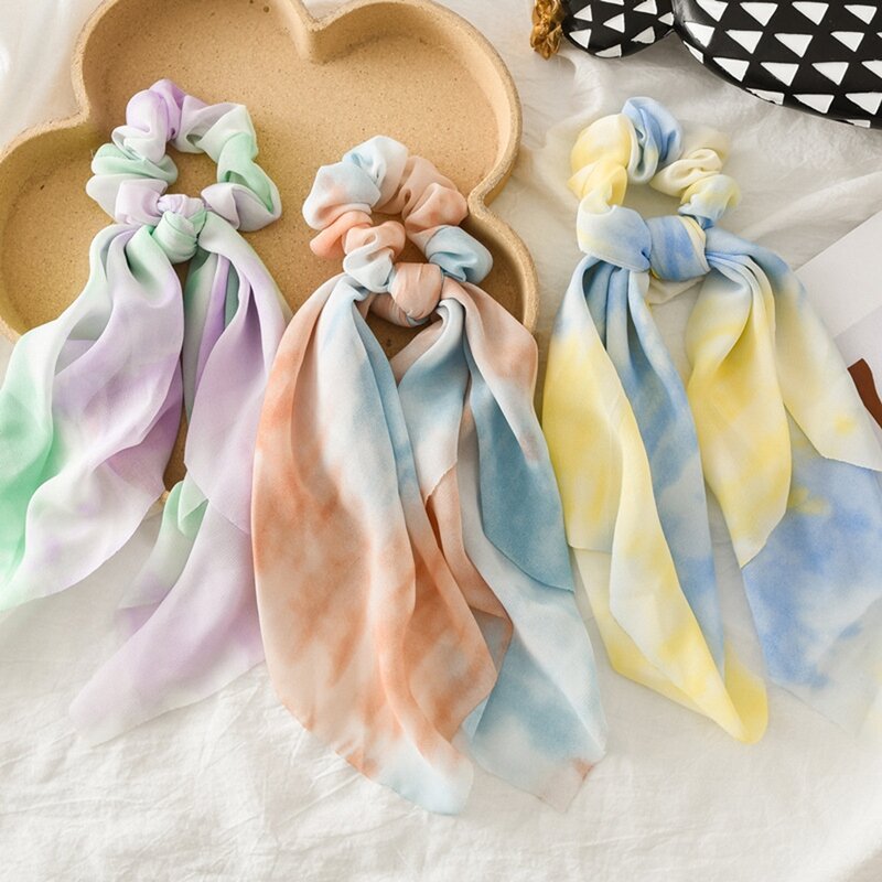 Scrunchies da donna stampa floreale fiocco elastico corda per capelli ragazza cravatte per capelli accessori per capelli dolci coreani copricapo