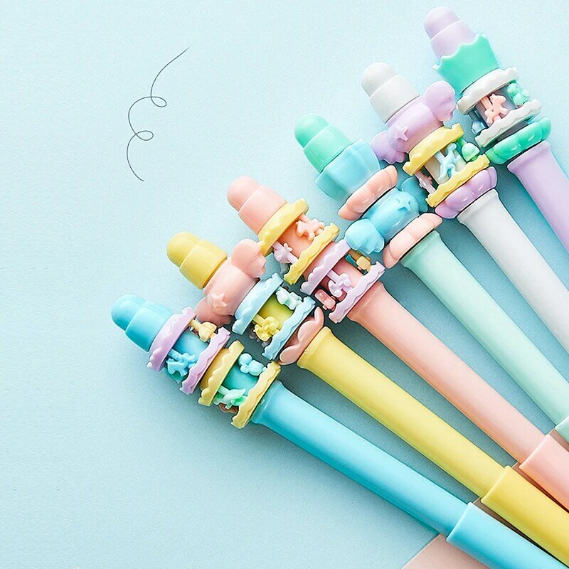 Bolígrafo giratorio Kawaii para niños y estudiantes, juguete de escritura, bonitos suministros escolares de papelería