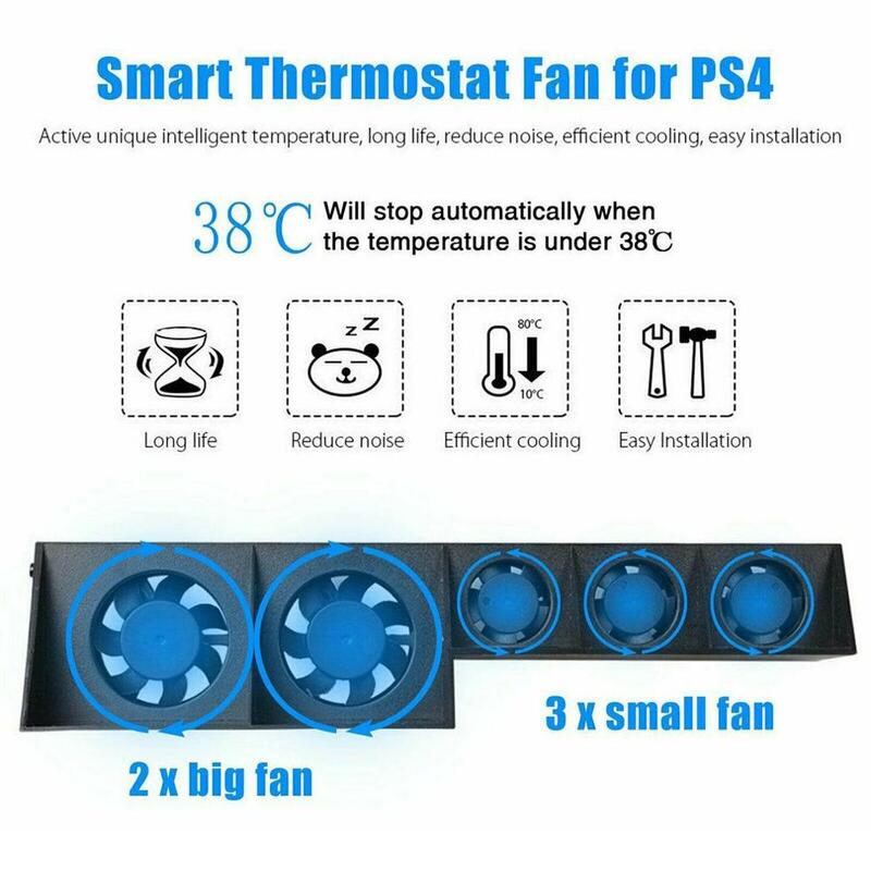 Для консоли PS4, охлаждающий вентилятор для холодильника PS4, внешний USB 5 вентиляторов, контроль температуры для консоли Playstation 4