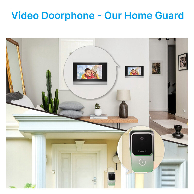 7 Inch Video Intercom System RFID Access Doorbell with Camera and HD Monitor Tuya Smart Night Vision Door Entry System for Villa