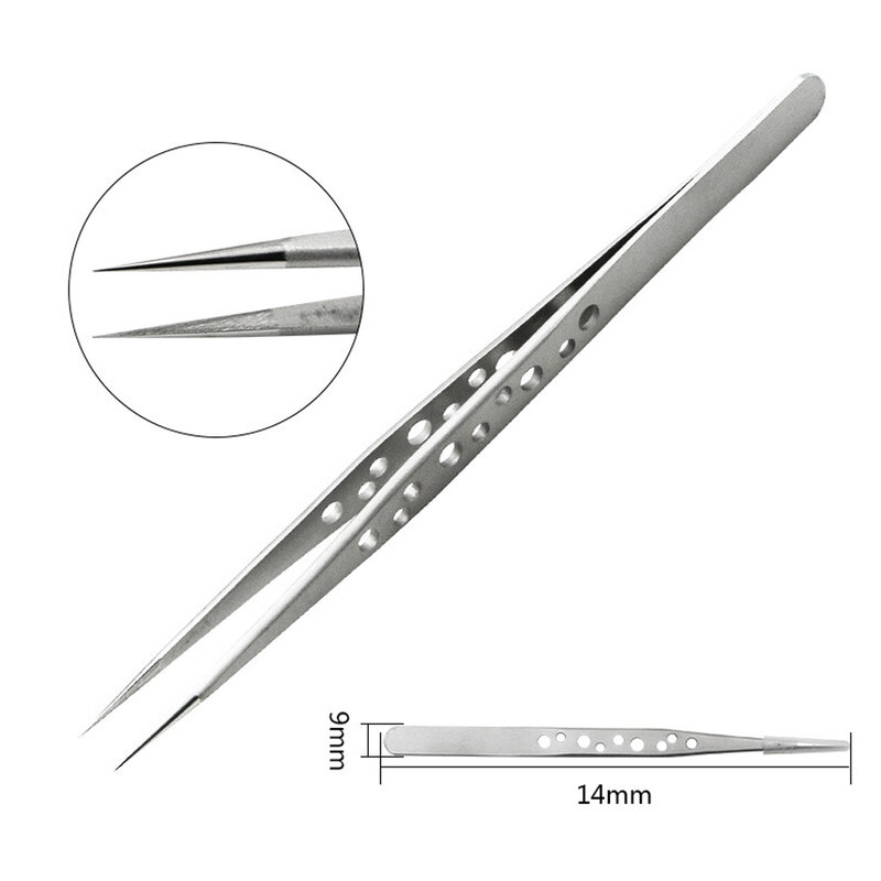 Pinzette perforate nti-statiche fai-da-te in acciaio inossidabile strumenti di manutenzione pinzette diritte curve di precisione industriale strumenti di riparazione