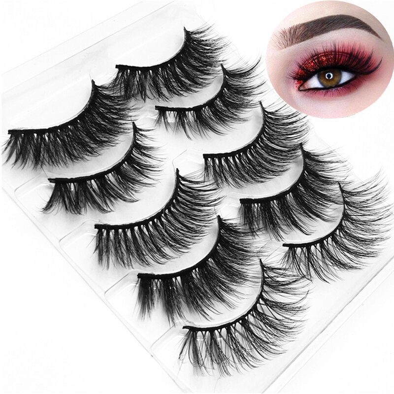 High Quality 5 Pairs 3d Mink Eyelashes Wholesale Fluffy Eyelashes Mink Eyelash Natural False Eyelashes Extensions