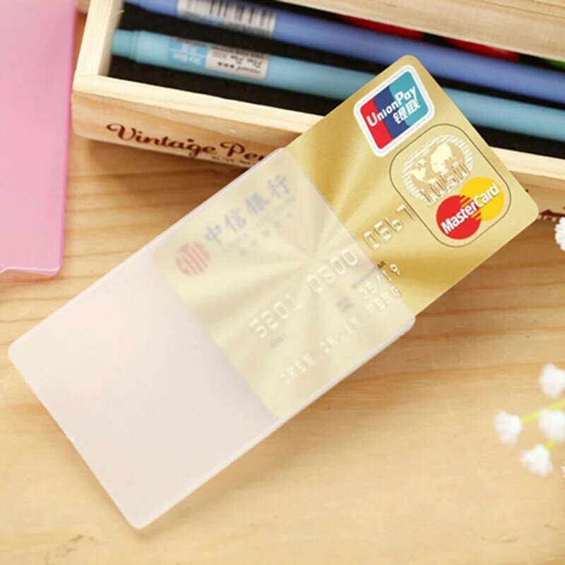 Mini carteira de plástico transparente para cartões de visita, porta-cartão de crédito, identidade e outros cartões, proteção para ônibus e estudantes