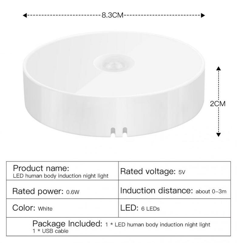 LED محس حركة ضوء الليل USB قابلة للشحن نوم الجدار مصباح الدرج ذكي الجسم ضوء الاستشعار مصباح المنزل الموفرة للطاقة