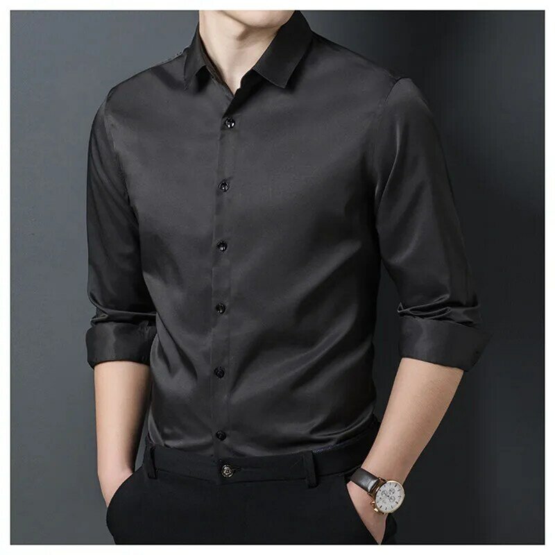New good quality Business Men Turndown Collar Long Sleeve Button Shirt Blouse Top Button Shirt Blouse