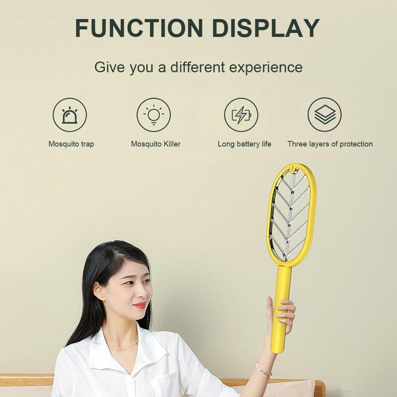 Two-in-One Electric Mosquito Killer Racket Wall-Mounted UV 365nm Bug Zapper USB Charging Fly Trap Summer Fly Swatter For Home