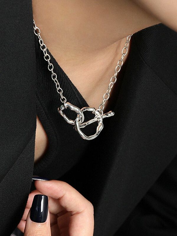 S'STEEL Sterling Silver 925 Necklaces Gift For Women Buckle Design Minimalist Niche Minimalist Versatile Texture Fine Jewelry