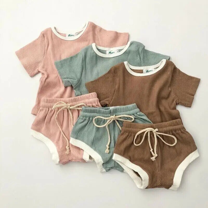 Infant Baby Girl Boy Girl Cotton Clothes Solid Color Short Sleeve Tops T-shirt+Shorts Pants Outfits Baby Girl Boy Girl Clothing