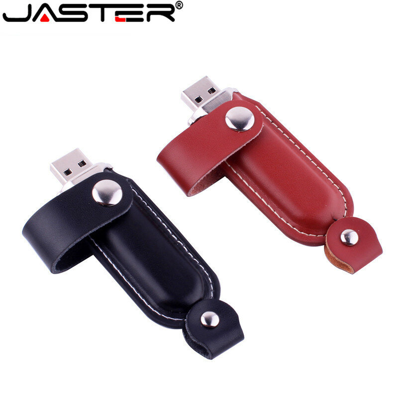 JASTER-محرك فلاش USB 2.0 ، 4 جيجابايت ، 8 جيجابايت ، 16 جيجابايت ، 32 جيجابايت ، 64 جيجابايت ، حامل ذاكرة تخزين خارجي ، مشبك واحد من الجلد ، عصري