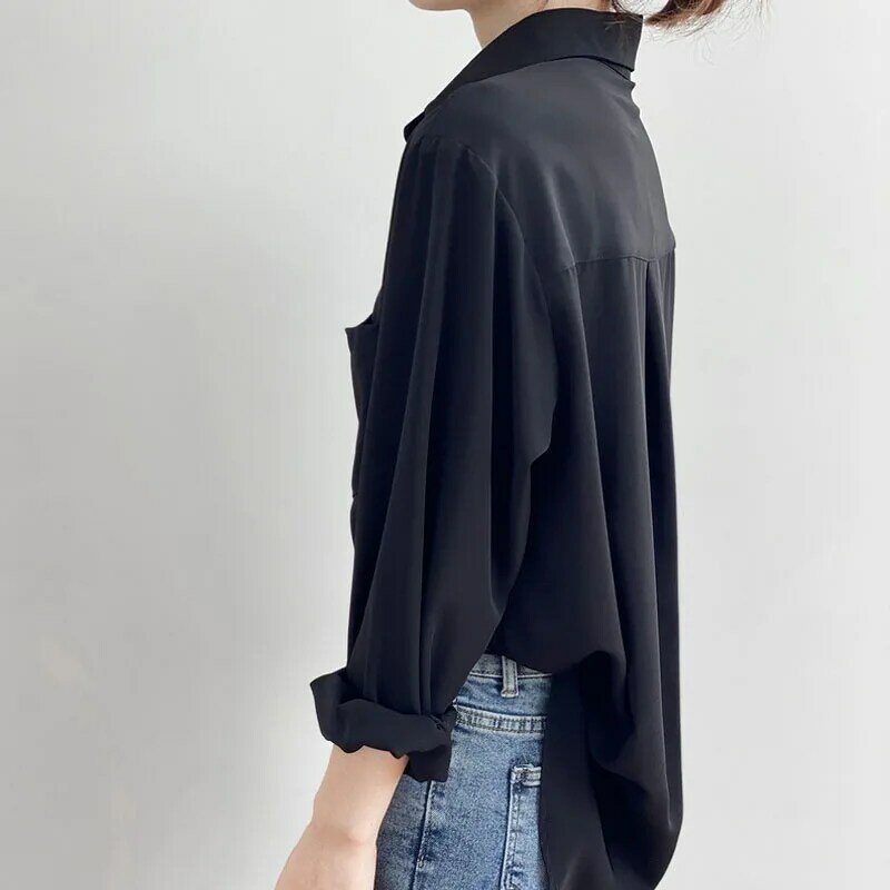 Blus Mujer Fashion Antik Elegan Blus Wanita 2022 Atasan Lengan Panjang Musim Gugur Wanita Korea Longgar Kasual Tombol Kemeja Putih 11354