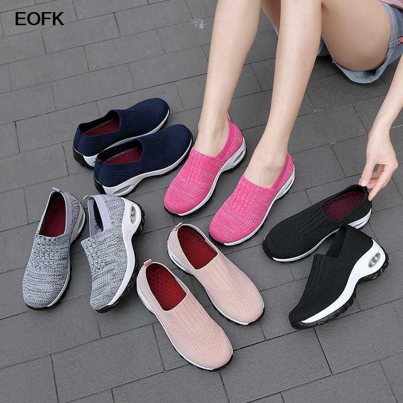 EOFK-zapatillas de deporte para mujer, zapatos de tela antideslizantes con amortiguación, mocasines planos, suaves y cómodos, para primavera