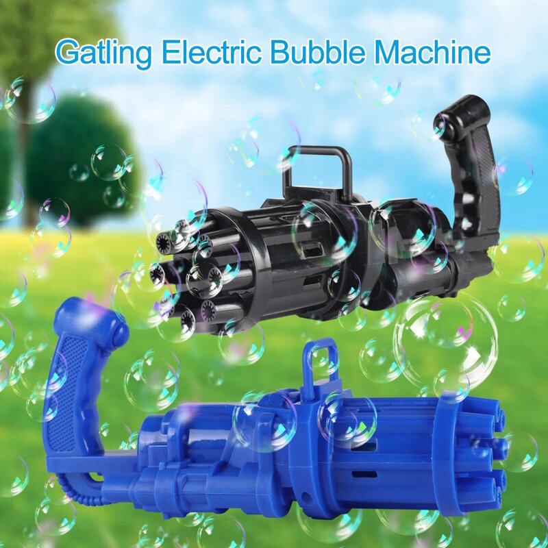 2 In 1 Electric Bubble Machine Gatling Bubble Gun Children's Automatic Bubble Blowing Toy Gun Kid Toy