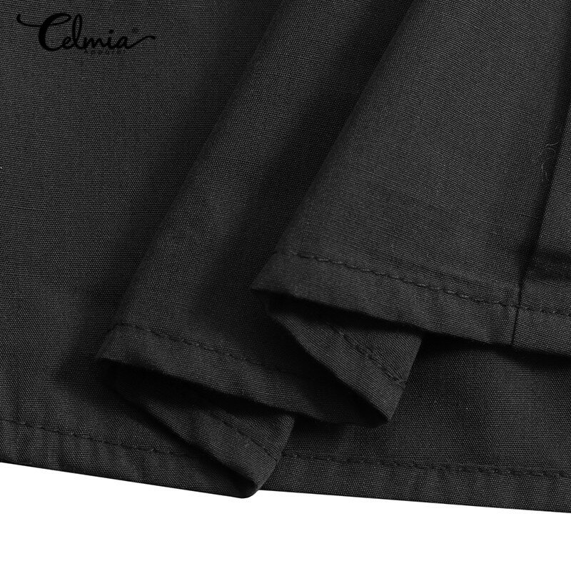 Camicette taglie forti camicie Celmia 2022 moda donna Stand colletto lanterna manica Casual tunica allentata top Solid Party Streetwear